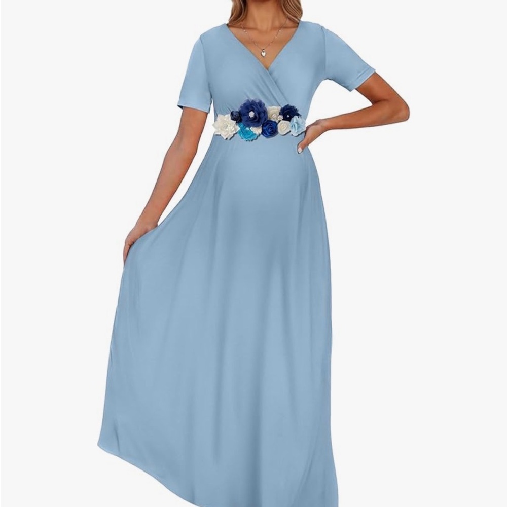Elegant Blue Floral Maxi Dress